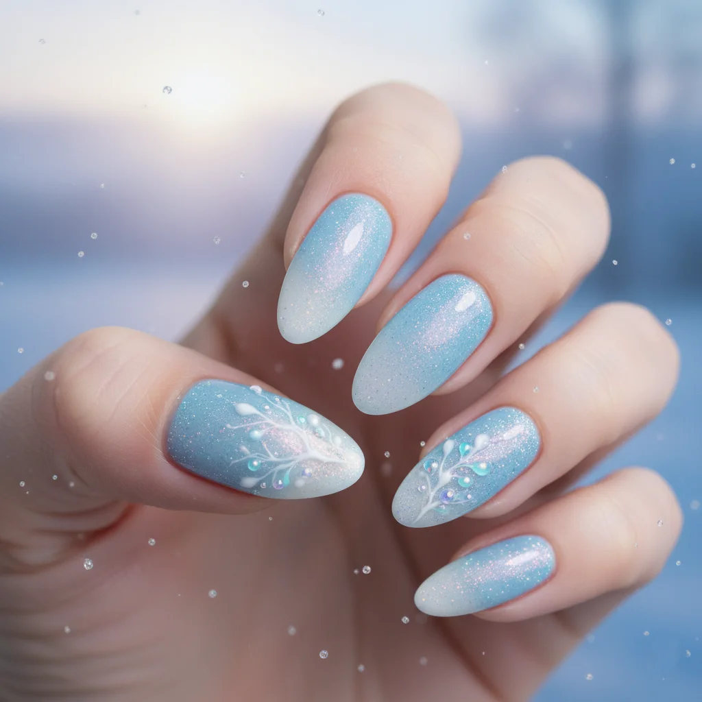 Frosty Mornings The Rise of Icy Pastel Blue - Chic Late Winter Nail Design and Color Inspo