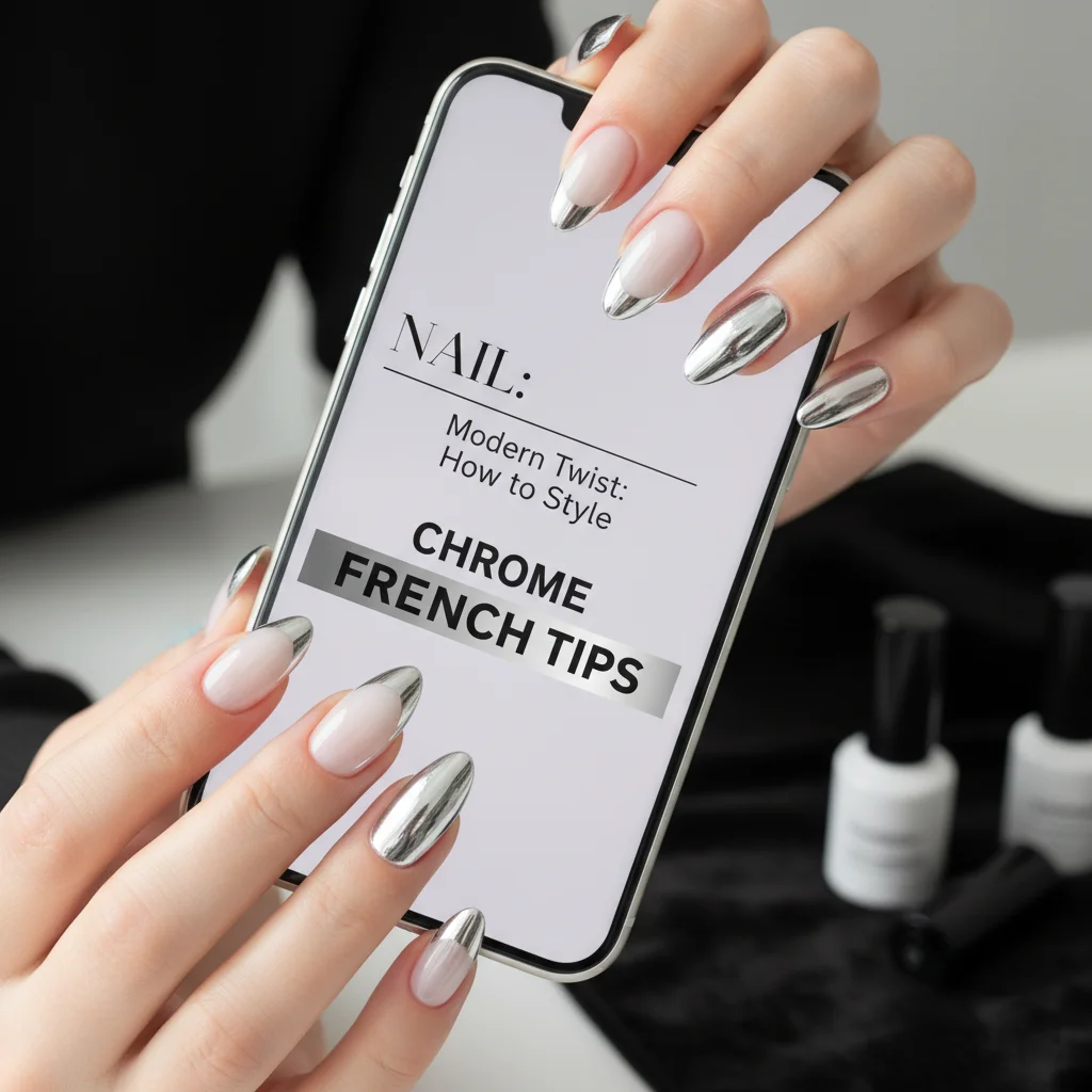 Modern Twist How to Style Chrome French Tips - Chic Late Winter Nail Design and Color Inspo