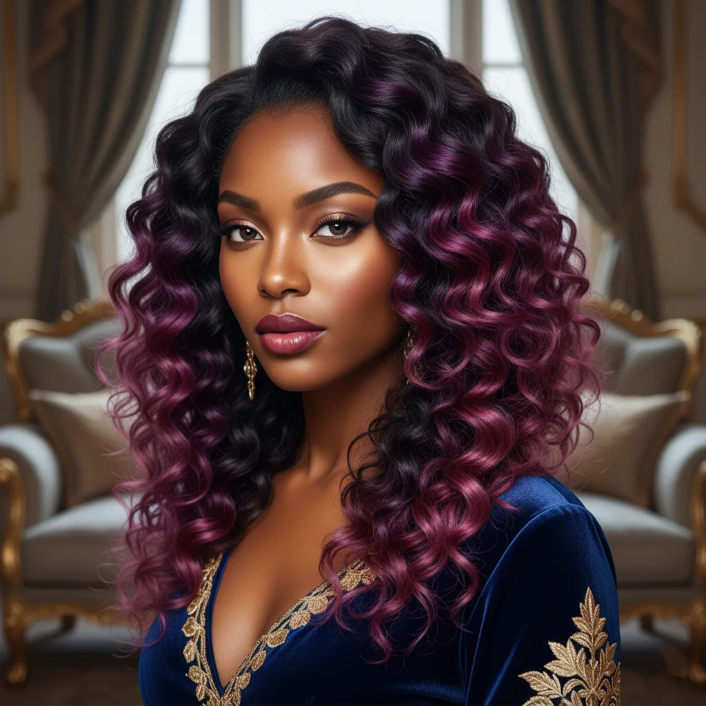 Plum Ombre (The Royal Blend) Winter Hair Colors for Black Women