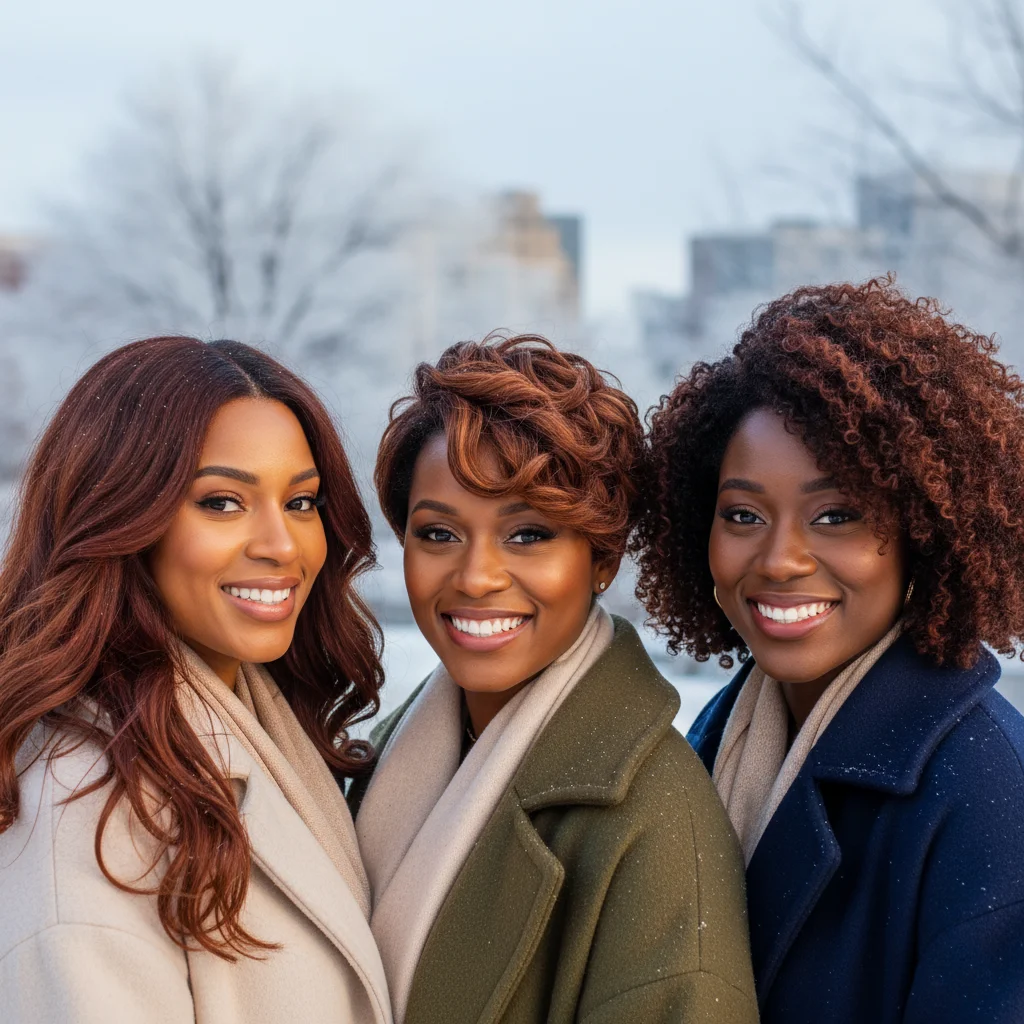 Rich Chestnut Brown Winter Hair Colors for Black Women