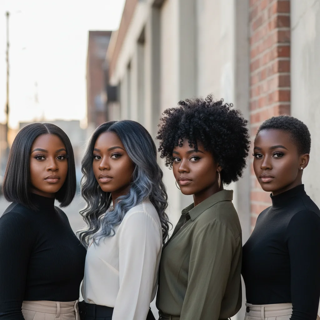 Smoky Charcoal Winter Hair Colors for Black Women