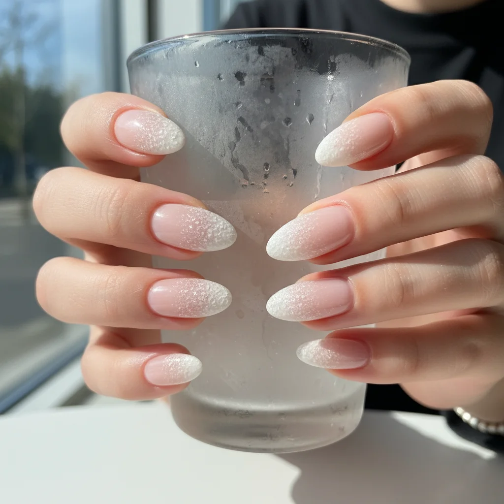 Subtle Frosted Ombré Nails Christmas Nails