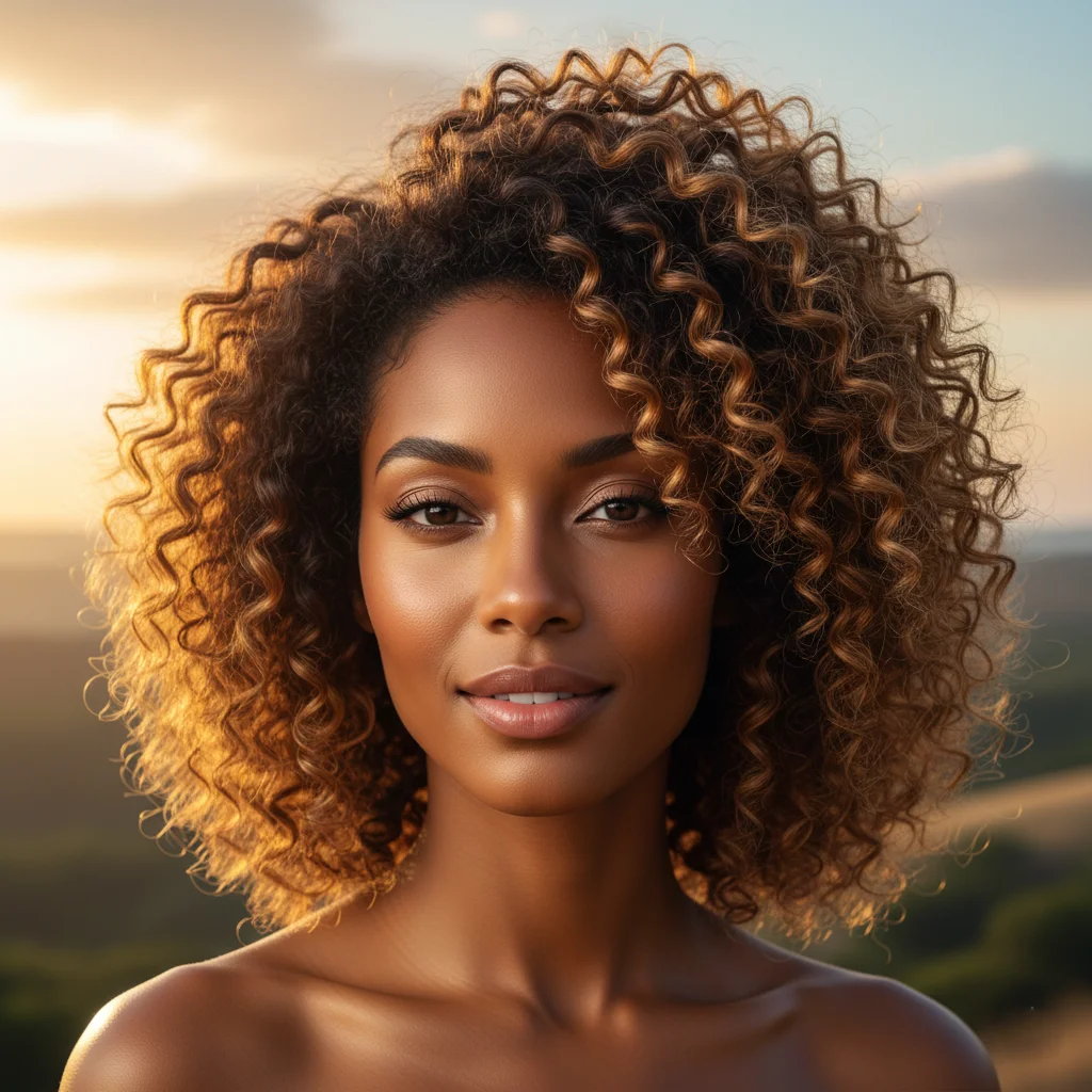 Sun-Kissed Golden Swirls Winter Hair Colors for Black Women