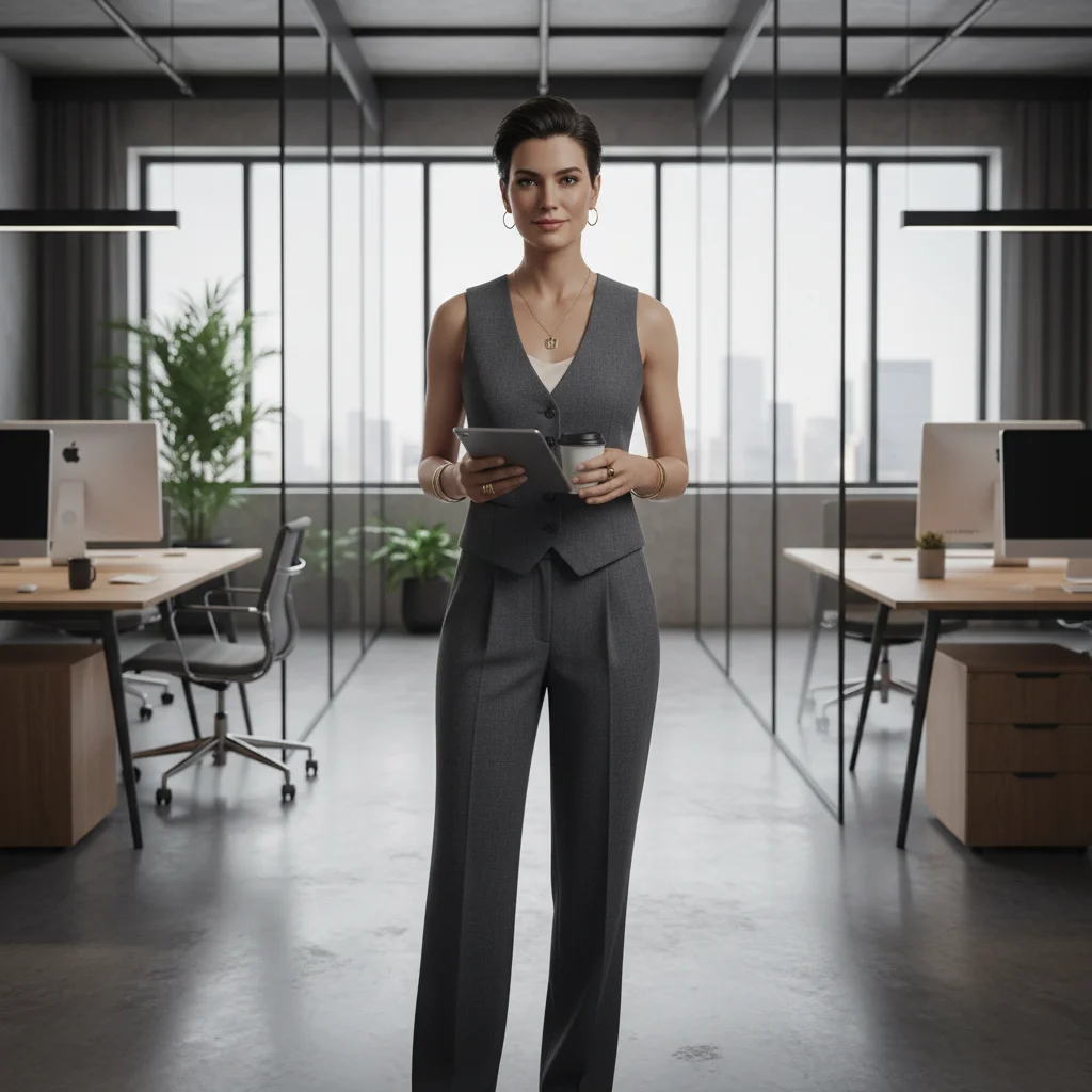 Tailored Vest & Trouser Suit (The New Power Look) Modern Business Casual Outfits for Women