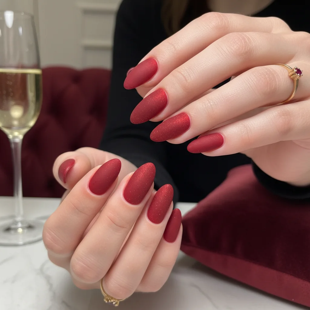 The Luxurious 'Velvet' Red Manicure Christmas Nails