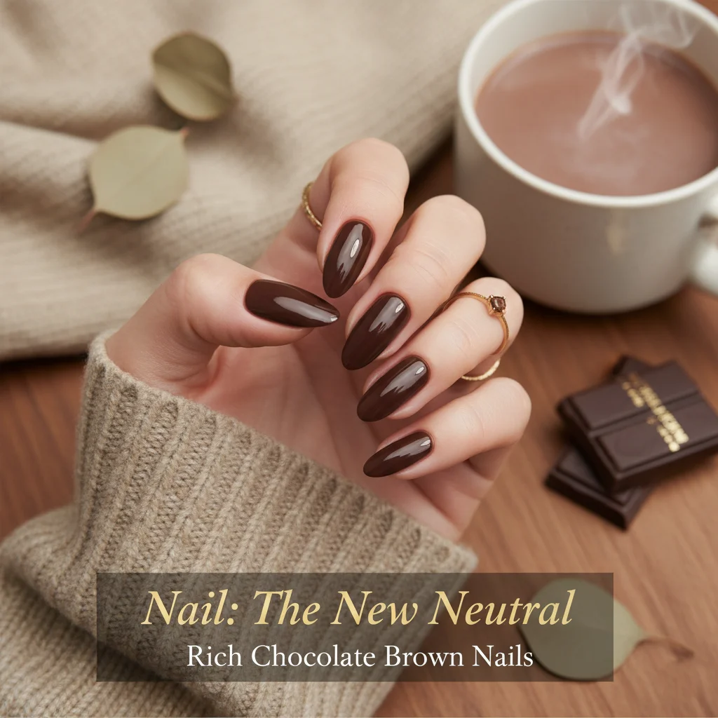 The New Neutral Rich Chocolate Brown Nails Chic Late Winter Nail Design and Color Inspo