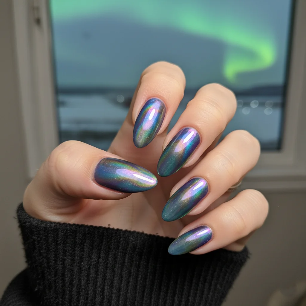 The Shifting Aurora Borealis Effect Christmas Nails
